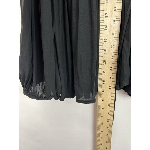 Free People Womens Blouse Medium Black Peasant Boho Top Crochet Lace Up Tunic - Picture 3 of 15